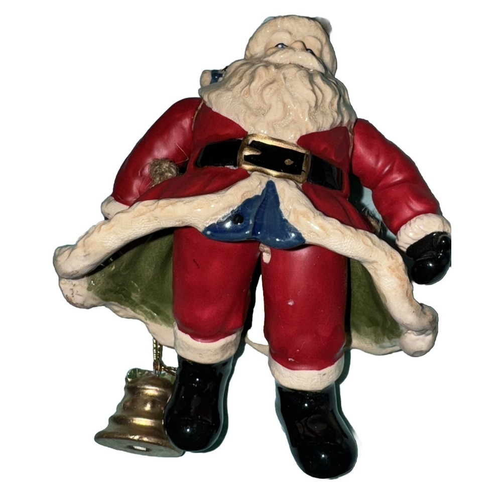 Jointed‎ Dangle Legs Santa Claus Christmas Ornament Vintage - Picture 2 of 8